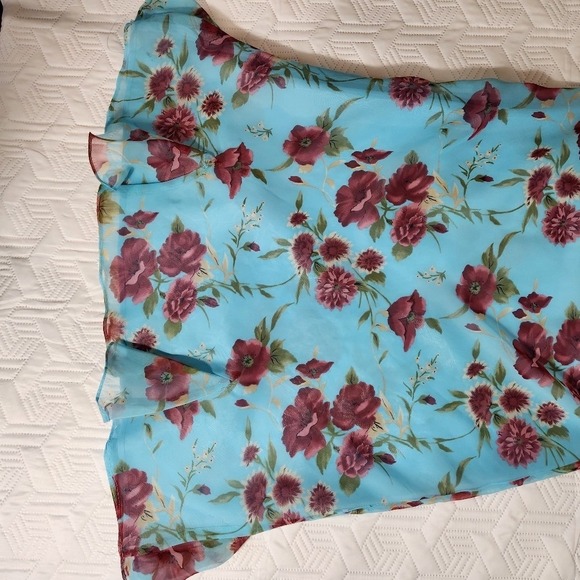 Megan LEE Blue Midi WOMENS 6P Sundress with Flutter Sleeves and V-Neck‎ Lined Co - Picture 4 of 12